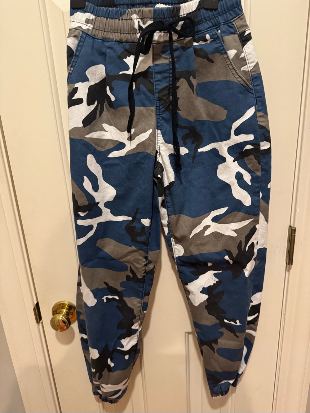 VIP Blue Camouflage Women's Jeggings with Drawstring Waist
